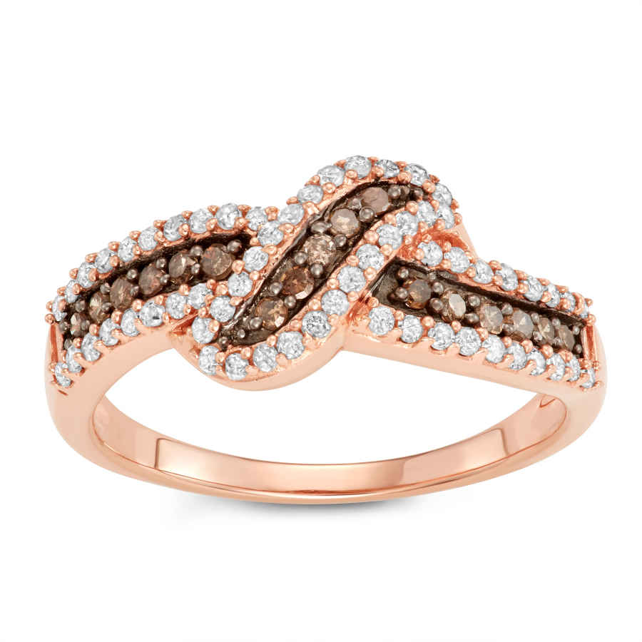 HETAL DIAMONDS 1/2 CTTW BROWN AND WHITE DIAMOND RING IN STERLING SILVER