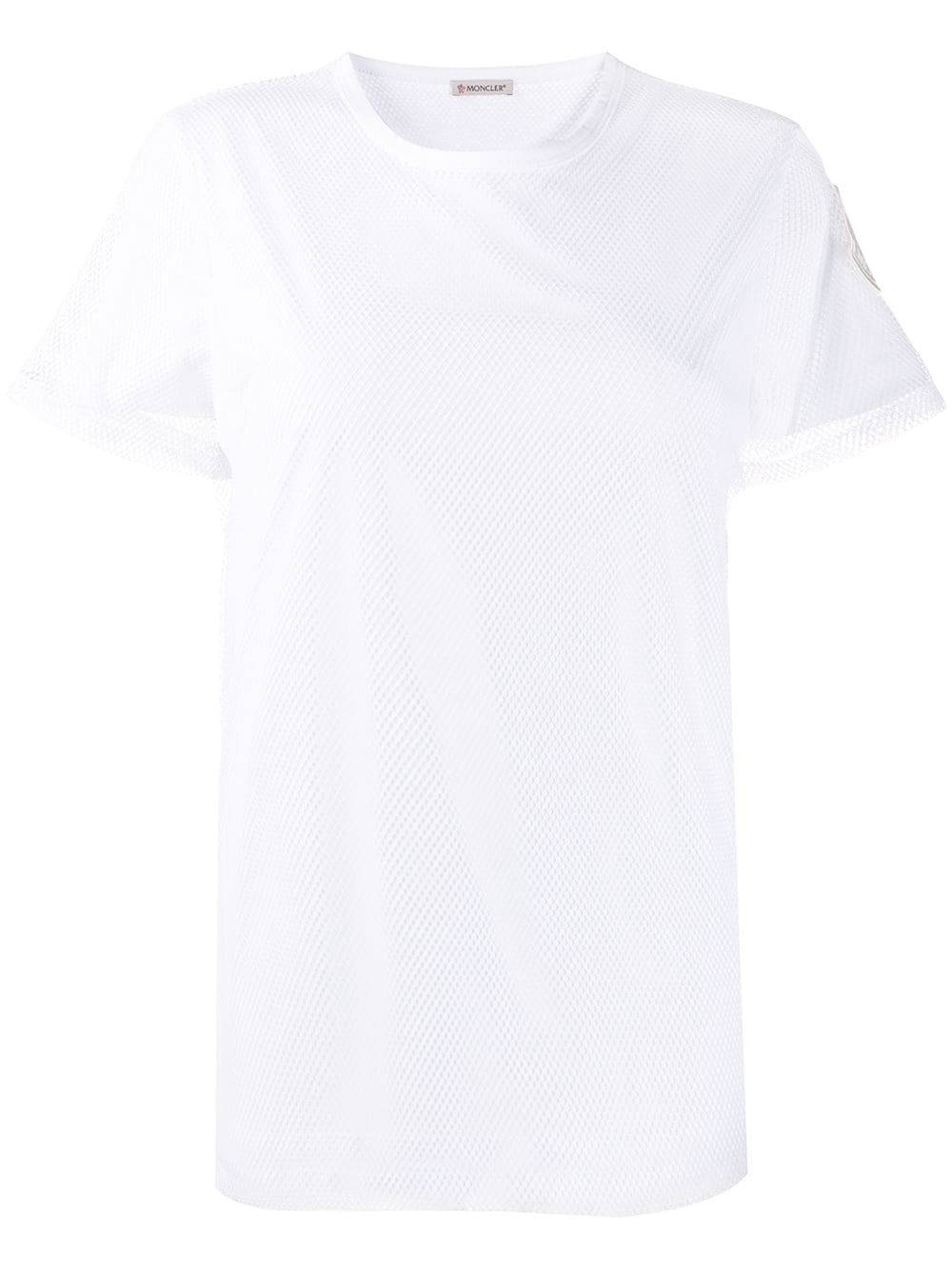 Moncler Lace-up Logo Embossed Cotton T-shirt In White