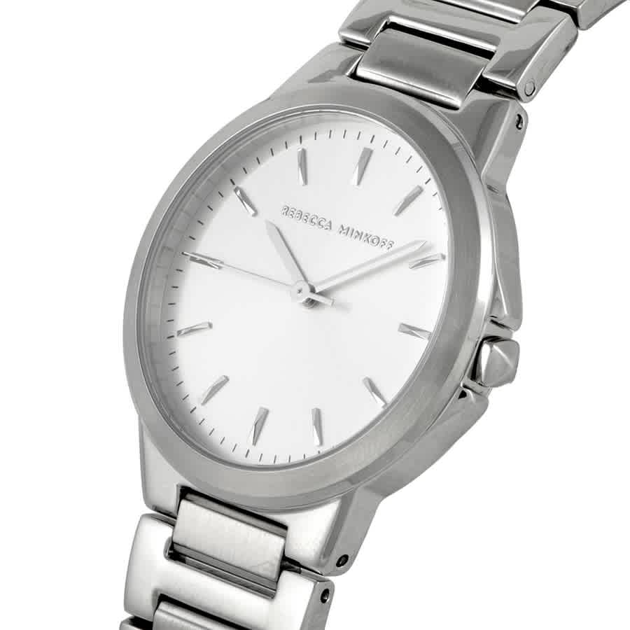 Shop Rebecca Minkoff Cali Quartz Silver White Dial Ladies Watch 2200303 In Silver / White