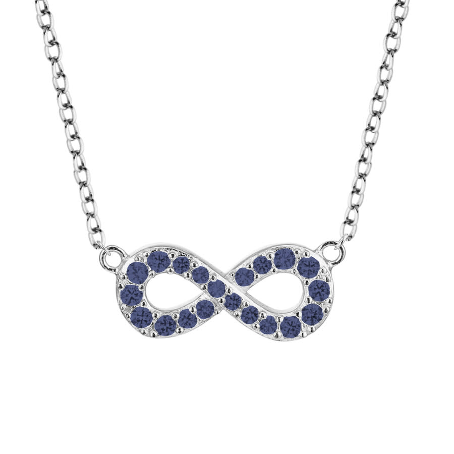 ELLIE BYRD STERLING SILVER CREATED BLUE SAPPHIRE INFINITY NECKLACE