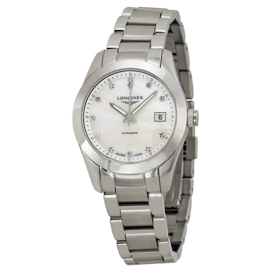 Longines Conquest Classic Automatic Mother Of Pearl Dial Ladies Watch L22854876 In Mother Of Pearl,silver Tone,white