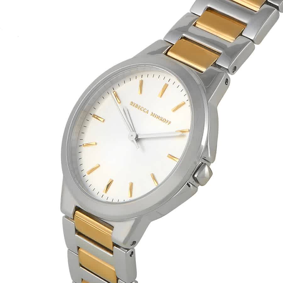 Shop Rebecca Minkoff Cali Quartz Silver White Dial Ladies Watch 2200323 In Two Tone  / Gold Tone / Silver / White