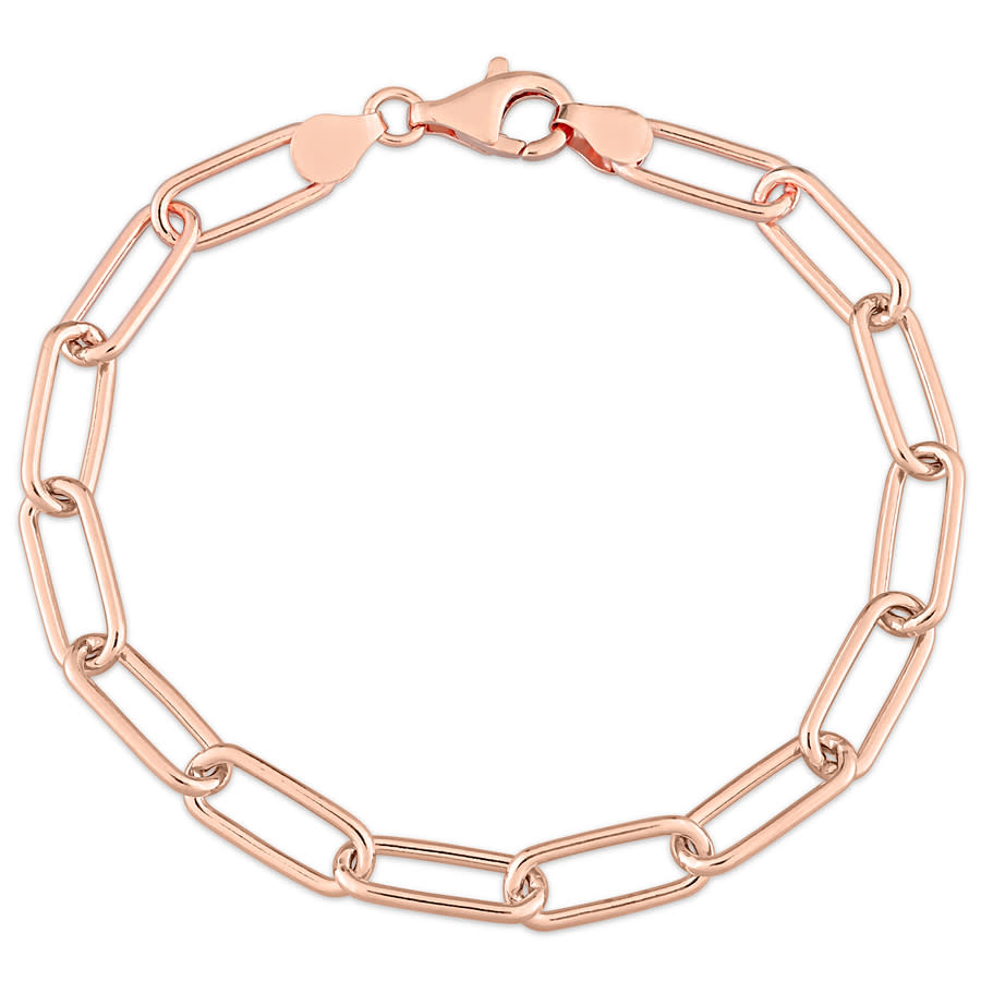 Amour 6mm Polished Paperclip Chain Bracelet In 18k Rose Gold Plated Sterling In Rose Gold-tone