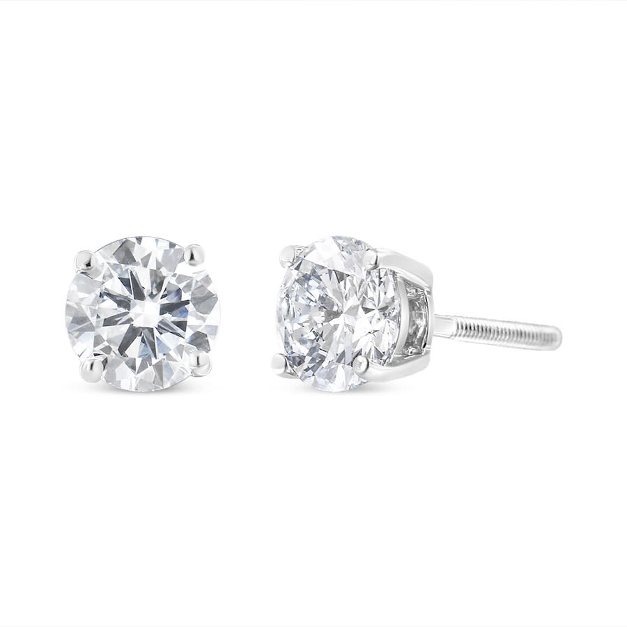Haus of Brilliance 14K White Gold 1 1/2 Cttw Lab Grown Diamond Solitaire Stud Earrings with Screwbacks (F-G Color, VS2-SI1 Clarity)