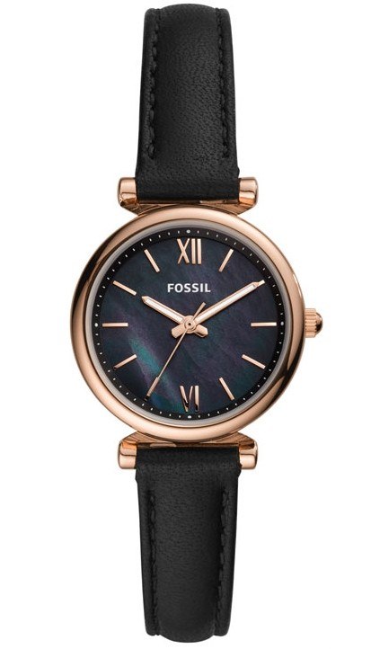 Fossil Carlie Mini Quartz Black Dial Ladies Watch Es4700 In Black