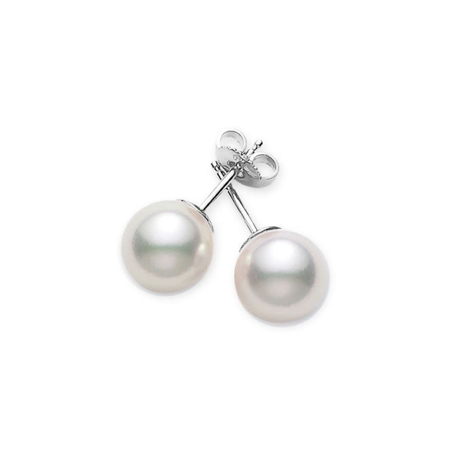 Shop Mikimoto Stud Earrings Akoya Pearl White 8 X 8.5mm A+ Grade