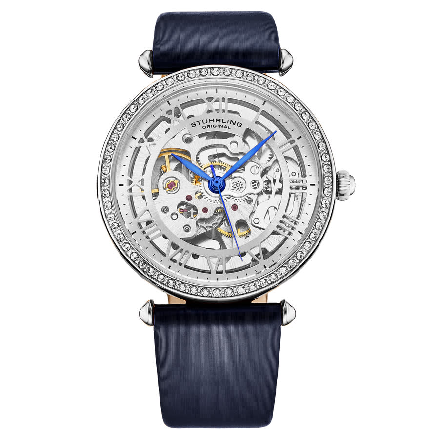 Stuhrling Original Legacy Automatic Silver Dial Ladies Watch M17195 In Blue / Silver
