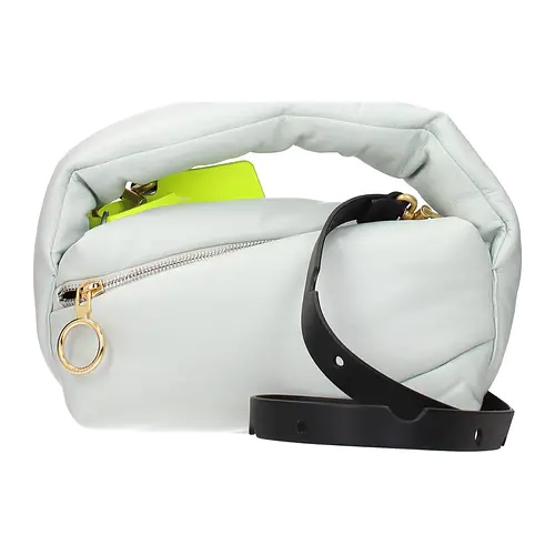 Off-white Pump Pouch Mint Leather Top Handle Bag In Grün