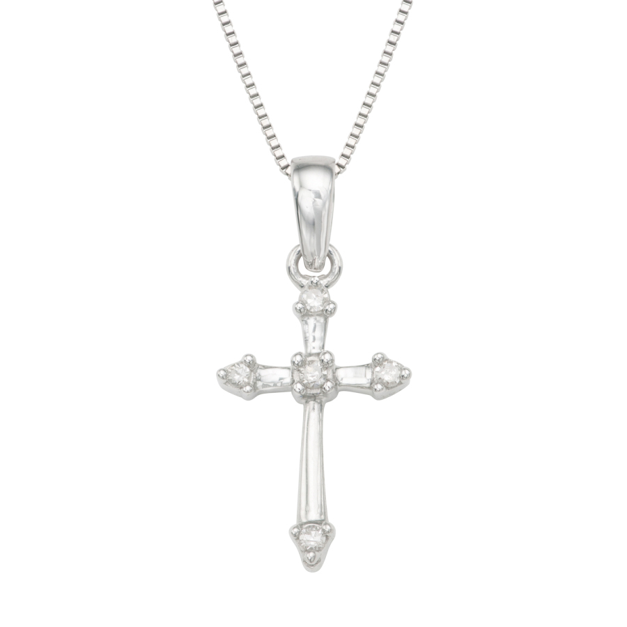 HETAL DIAMONDS 0.06CTTW DIAMOND CROSS NECKLACE IN STERLING SILVER