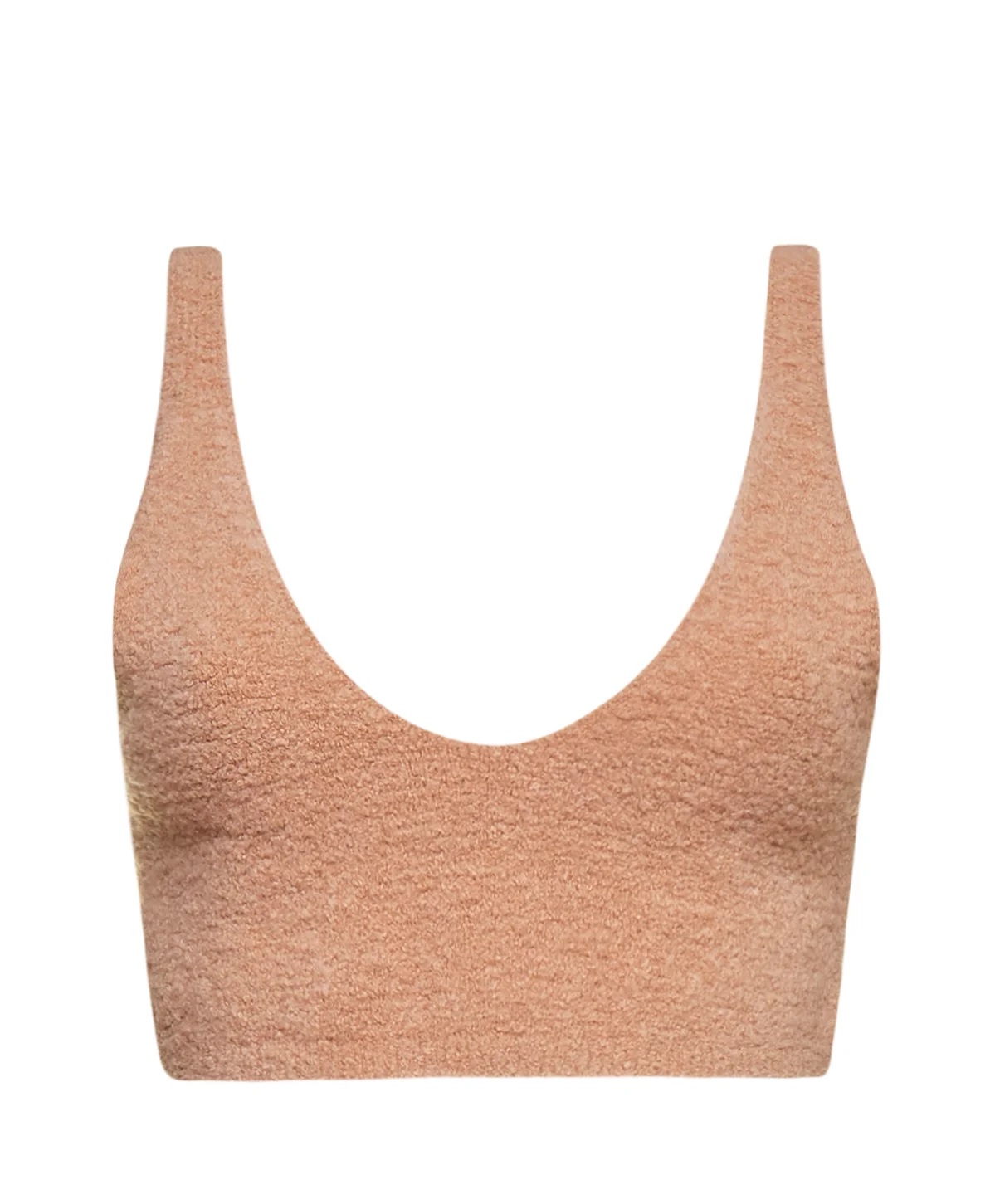 Nanushka Zosia Bouclé-knit Merino Wool-blend Bra Top In Peach