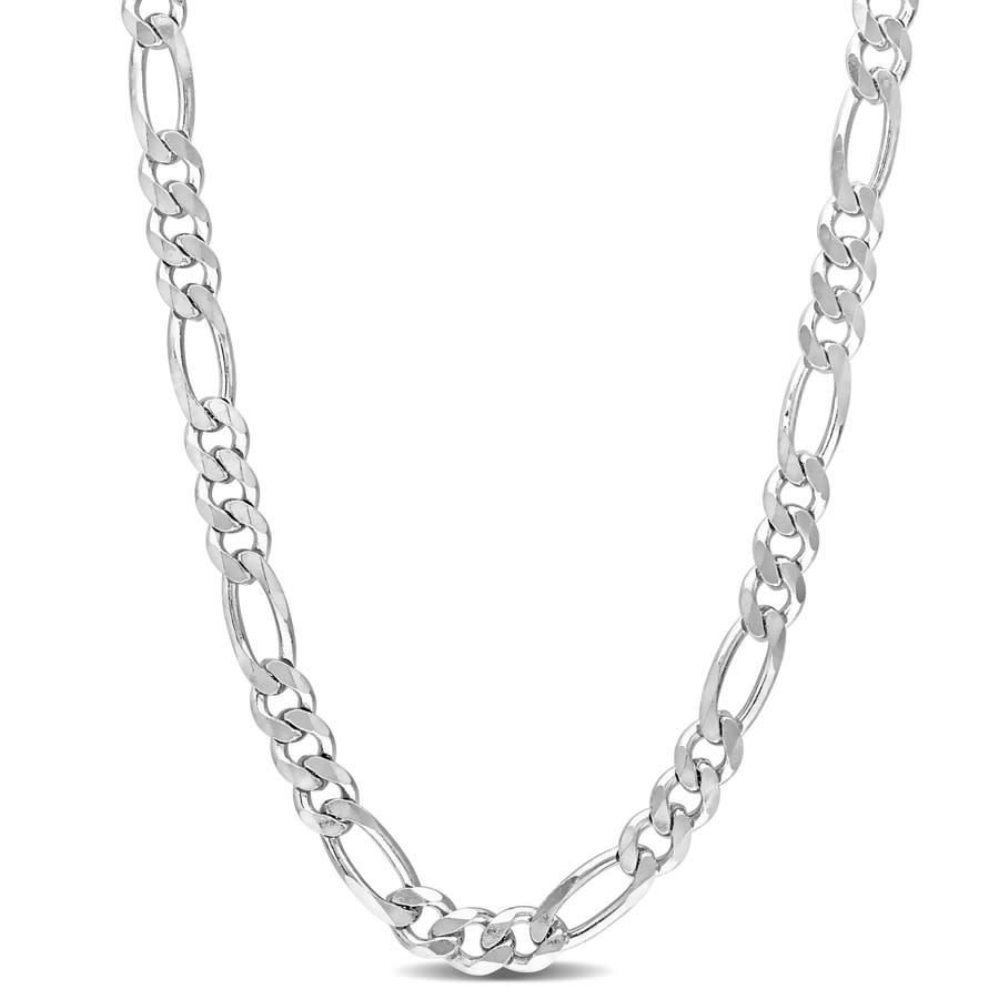 Amour Figaro Chain Necklace In Sterling Silver In White