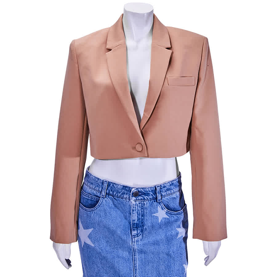 FILLES À PAPA FILLES A PAPA LADIES CAMEL CREPE CROPPED TAILOR JACKET