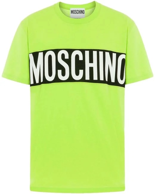 MOSCHINO FANTASY PRINT GREEN LOGO PRINTED CREWNECK T-SHIRT, BRAND SIZE 50 (US SIZE 40)