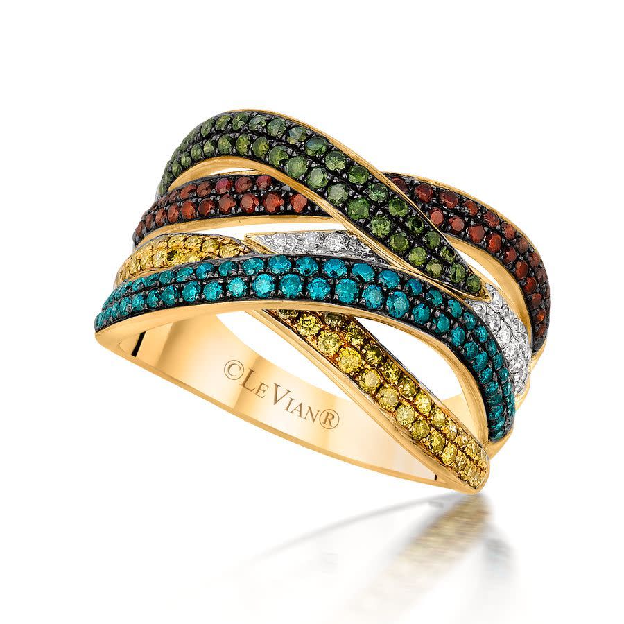 Le Vian Ladies Exotics Fashion Ring In 14k Honey Gold In Multi-color