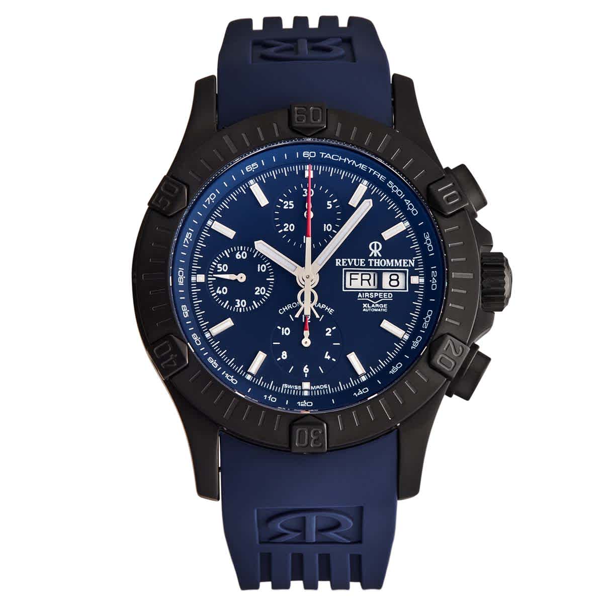 Revue Thommen Air Speed Chronograph Automatic Blue Dial Mens Watch 16071.6876