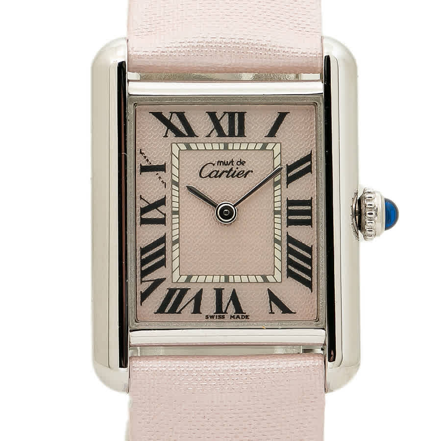 Shop Cartier Tank Pink Dial Ladies Watch 2416 In Pink / Silver