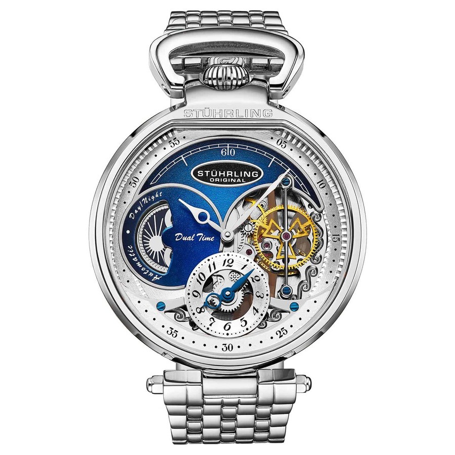 Stuhrling Original Legacy Blue Dial Mens Watch M15588 In Blue,silver Tone