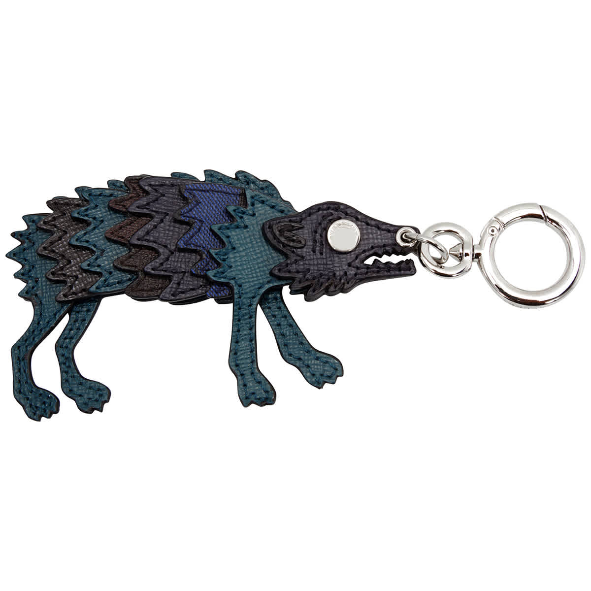 Burberry Beasts Leather Key Ring In Dark Navy