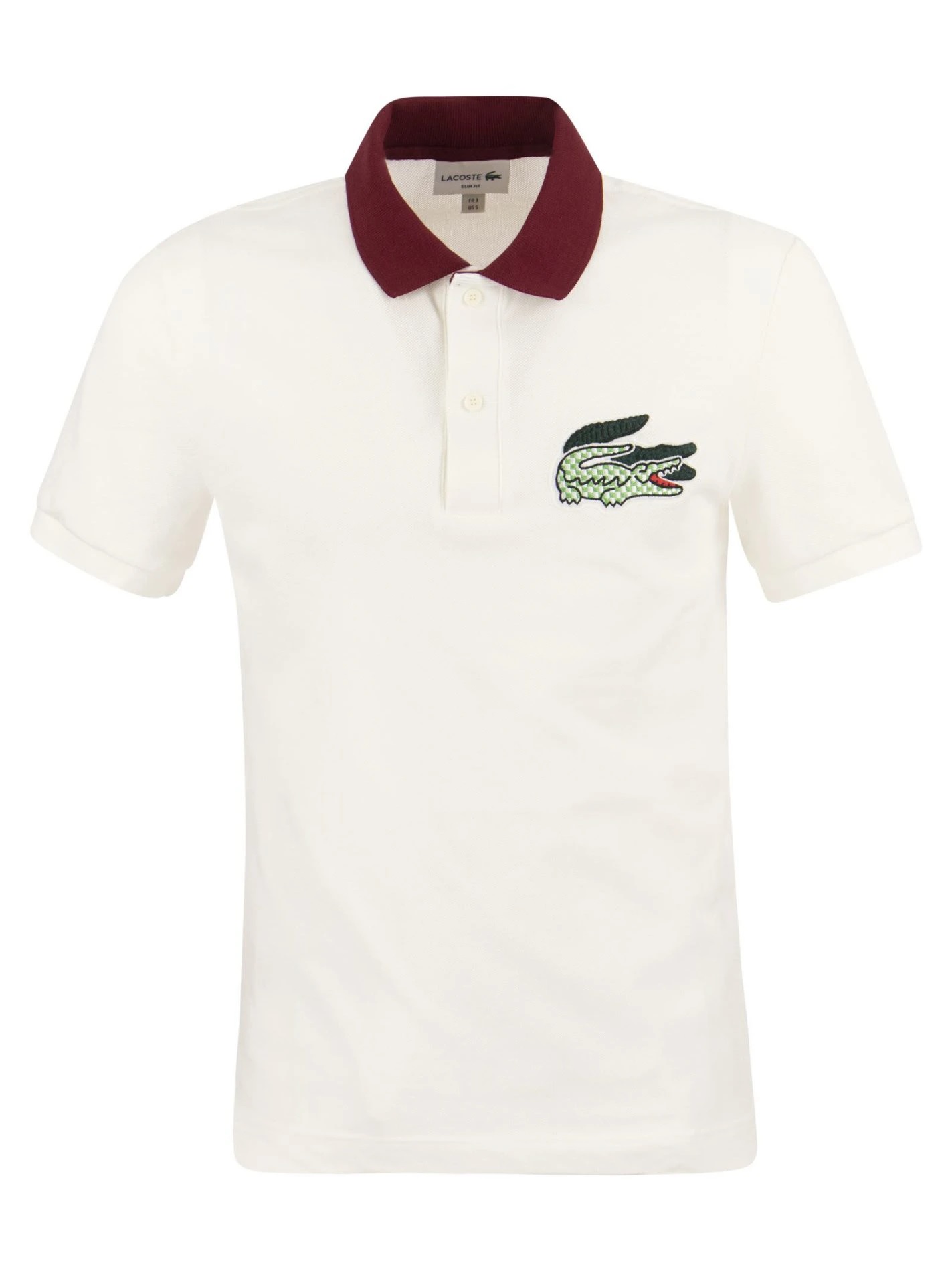 LACOSTE MENS FLOUR/PINOT SLIM FIT CROCODILE BADGE COTTON POLO SHIRT, BRAND SIZE 6 (X-LARGE)