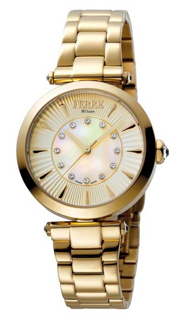 Ferre Milano Gold Dial Gold-tone Ladies Watch Fm1l075m0021 In Gold / Gold Tone