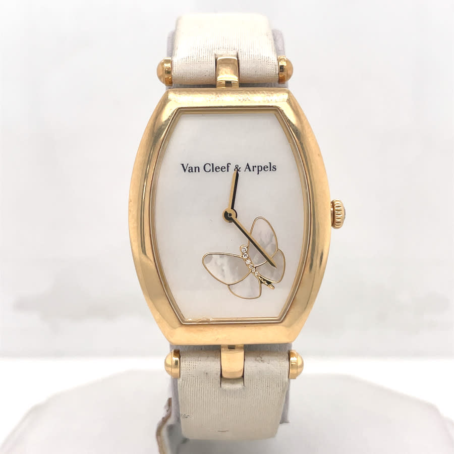 Pre-owned Van Cleef & Arpels Lady Butterfly Quartz Ladies Watch Hh13180 In Gold / Gold Tone / Mop / Mother Of Pearl / White / Yellow