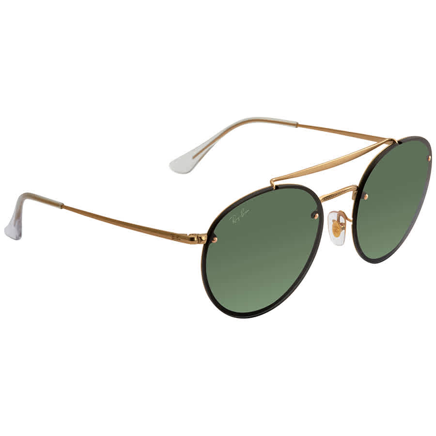 Ray Ban Rayban Blaze Round Double Bridge Green Classic Sunglasses Rb3614n91407154 In Gold Tone,green