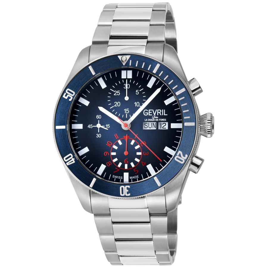 GEVRIL GEVRIL YORKVILLE CHRONOGRAPH AUTOMATIC BLUE DIAL MENS WATCH 48621B