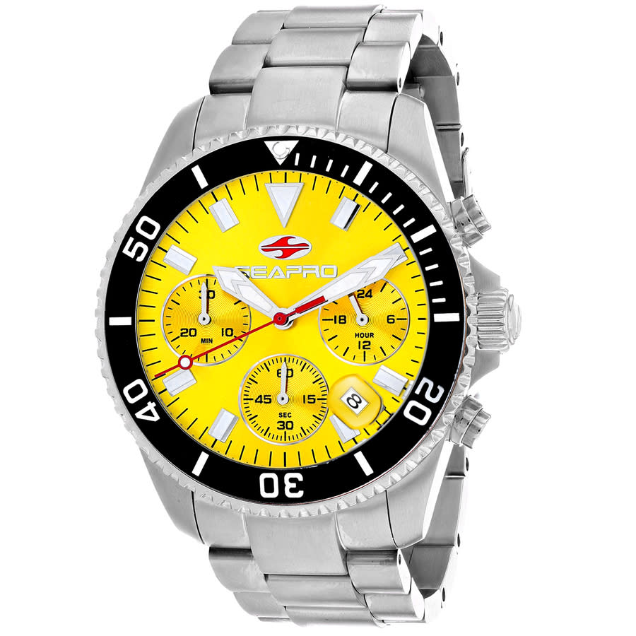 Seapro Scuba 200 Chrono Yellow Dial Mens Watch Sp4354 In Black / Yellow