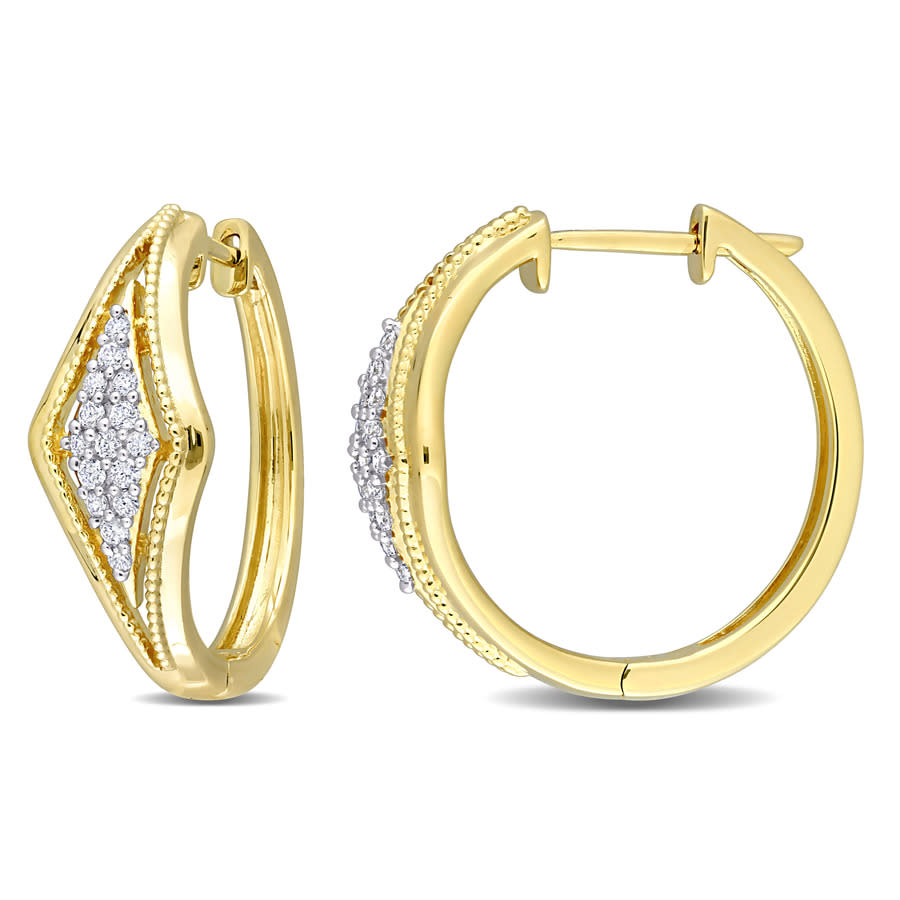 Amour 1/5 Ct Tdw Diamond Pave Hoop Earrings In 10k Yellow Gold In Yellow
