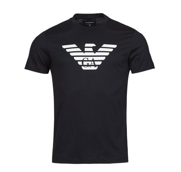 EMPORIO ARMANI MENS NAVY BIG EAGLE PIMA-JERSEY LOGO T-SHIRT, SIZE XX-LARGE