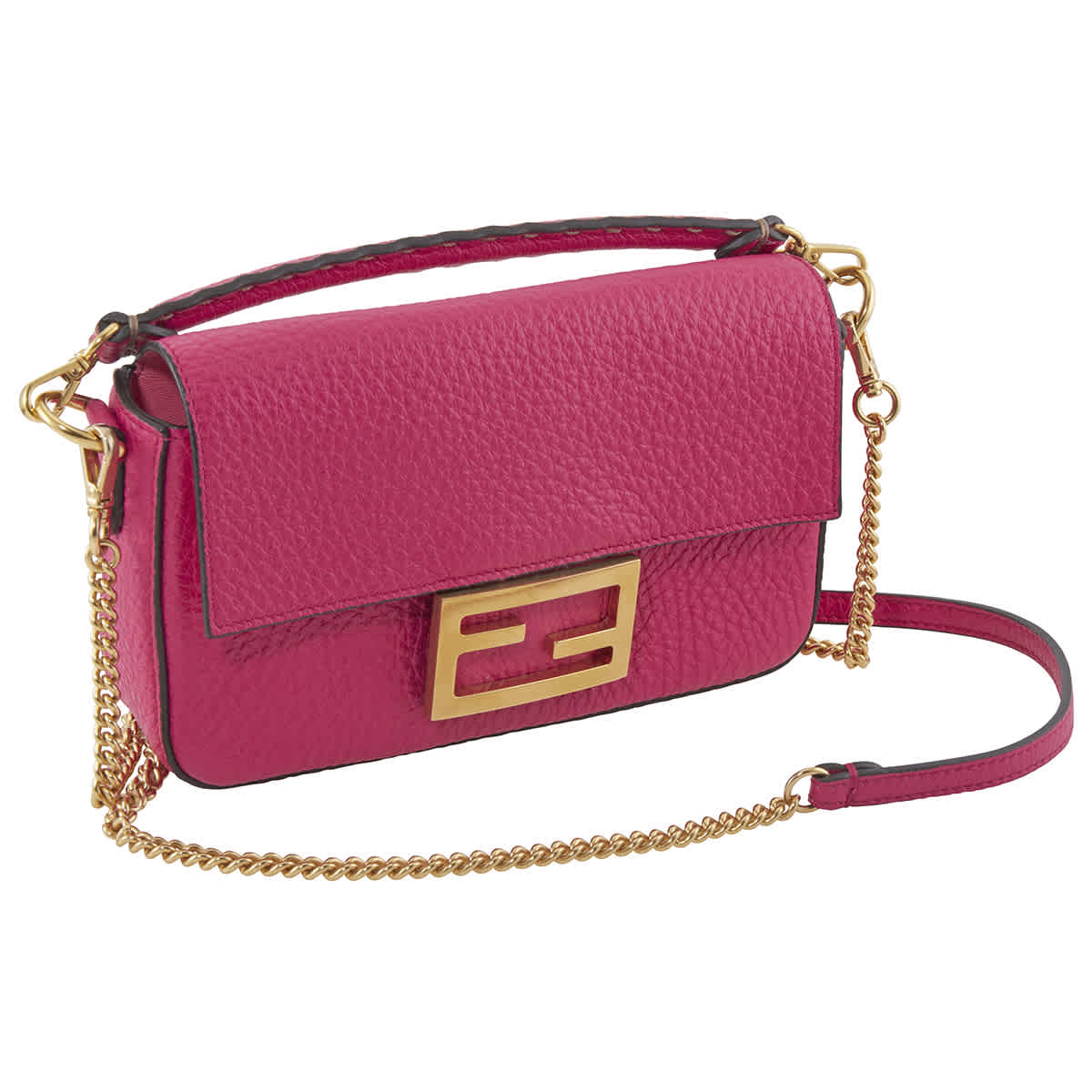 Fendi Ladies Mini Baguette Shoulder Bag In Gold Tone pink ModeSens