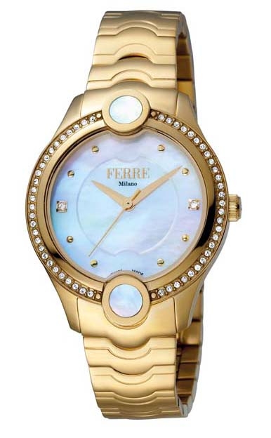 Shop Ferre Milano Silver Dial Ladies Watch Fm1l082m0021 In Gold Tone / Silver