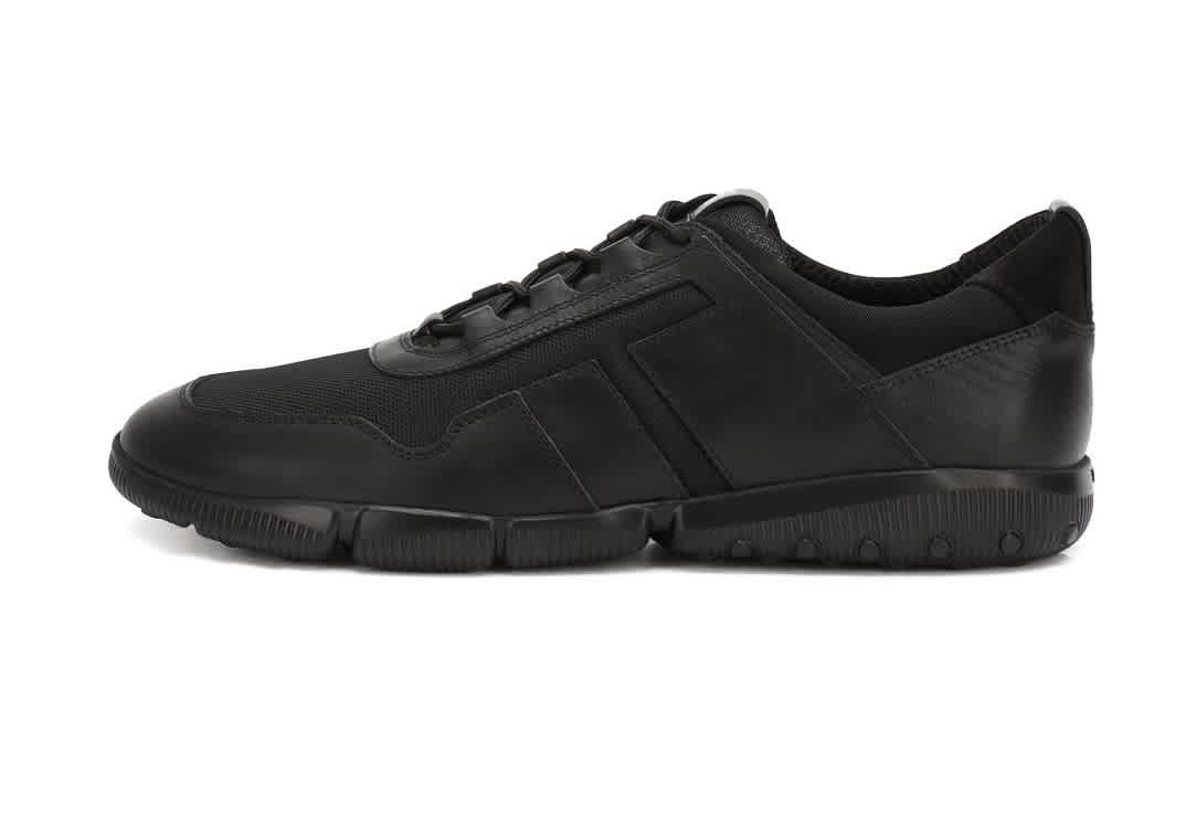Tod's Mens Leather And High Tech Fabric Sneakers In Black