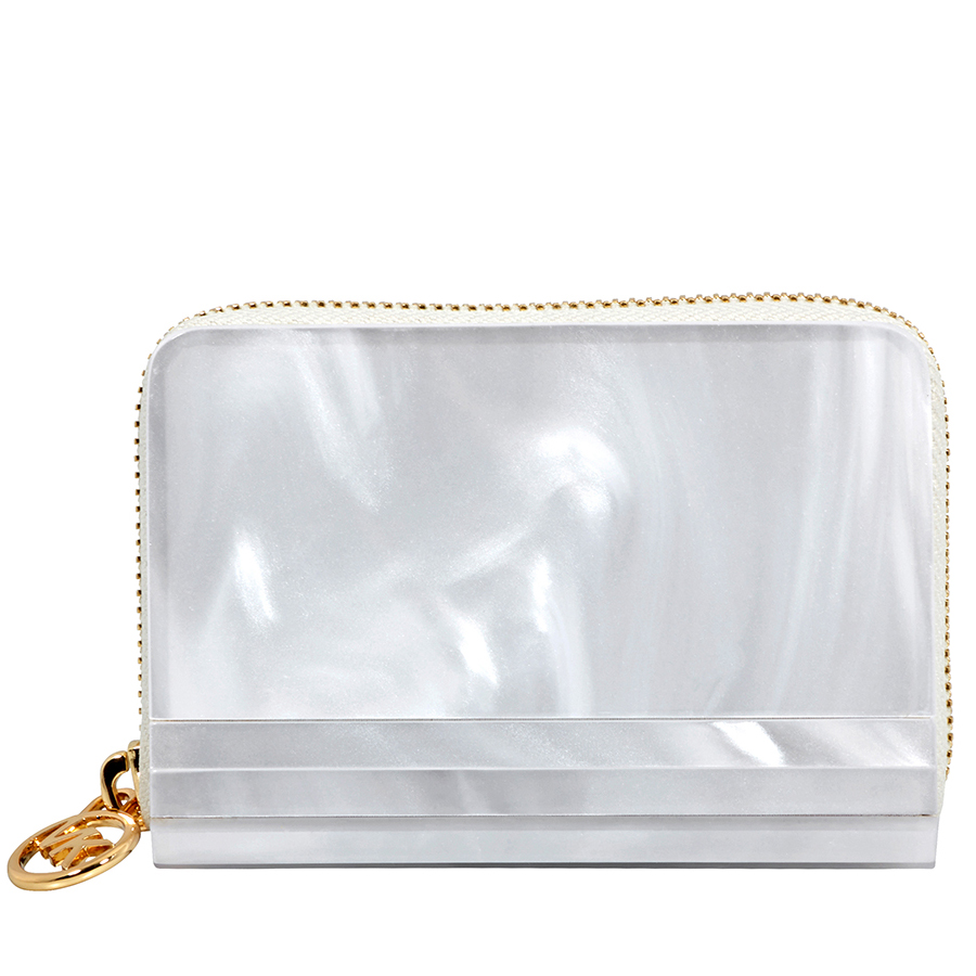 Michael Kors Barbara Marble Resin Coin Purse - Optic White In White
