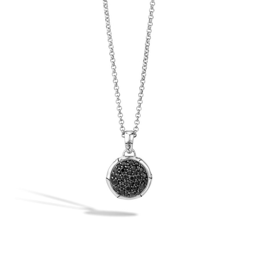 John Hardy Bamboo Sterling Silver Round Black Sapphire Pendant Necklace - Nbs54381blsx18 In Silver-tone