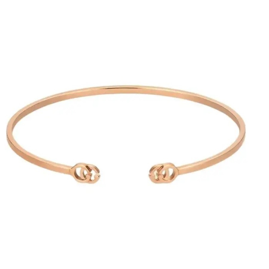 Gucci Gg Running 18k Cuff Bracelet In Rose Gold-tone