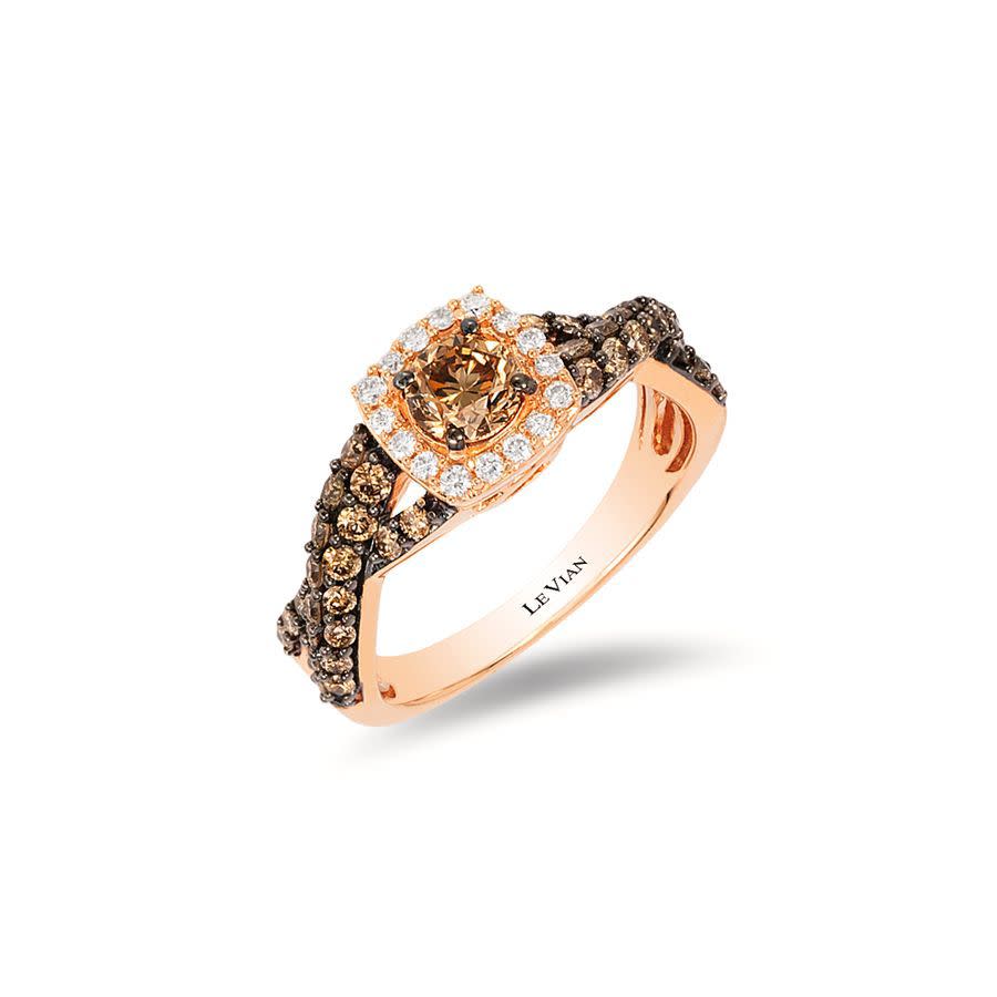 Le Vian Ladies Chocolate Diamonds Fashion Ring In 14k Strawberry Gold In Brown