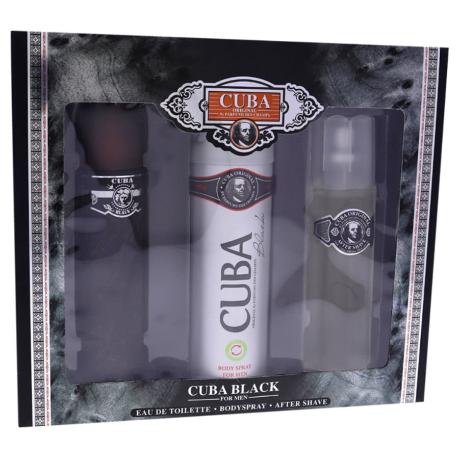 Cuba Black By  For Men - 3 Pc Gift Set 3.3oz Edt Spray