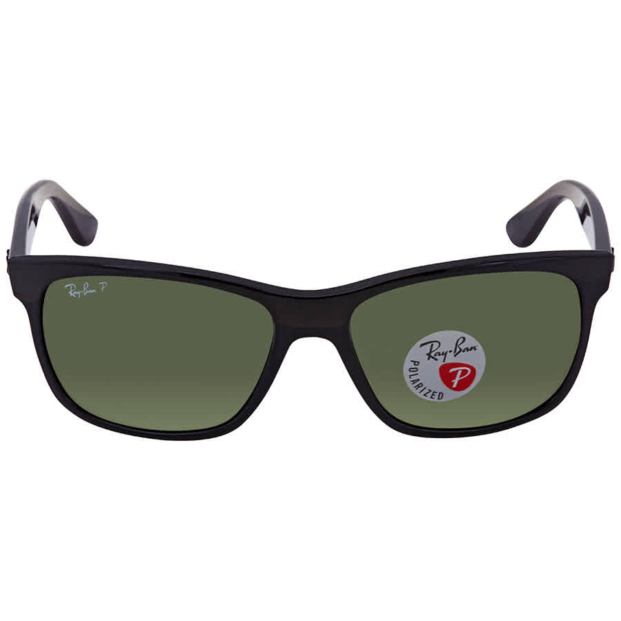 Ray Ban Sunglasses Man Rb4181 - Black Frame Green Lenses Polarized 57-16 In Black Green Classic G-15