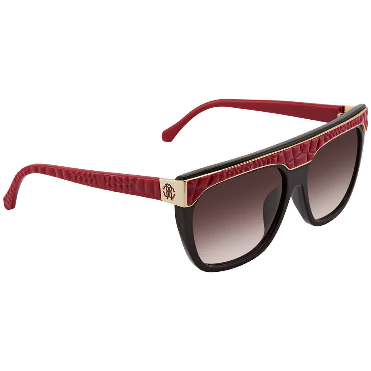 Roberto Cavalli Brown Gradient Rectangular Sunglasses Rc800t 05t 60 In Black,brown,red