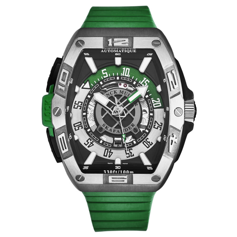 Franck Muller Skafander Automatic Black Dial Mens Watch 46scskfblkgrn In Black / Green / Grey