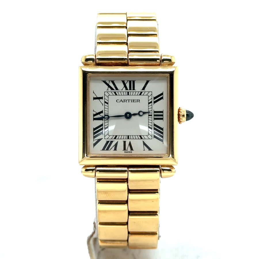 Pre-owned Cartier Tank Obus Quartz Silver Dial Ladies Watch 1630 In Gold / Gold Tone / Silver / Yellow