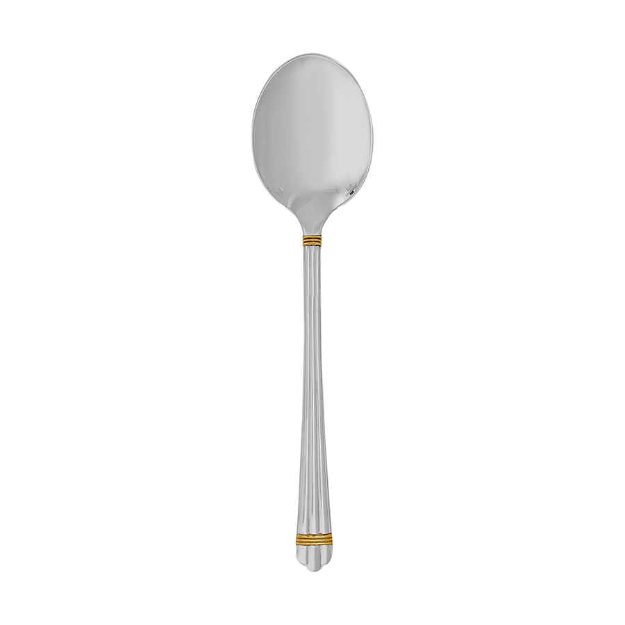 Christofle Silver Plated Aria Gold Salad Serving Spoon 1022-082 In Gold / Silver