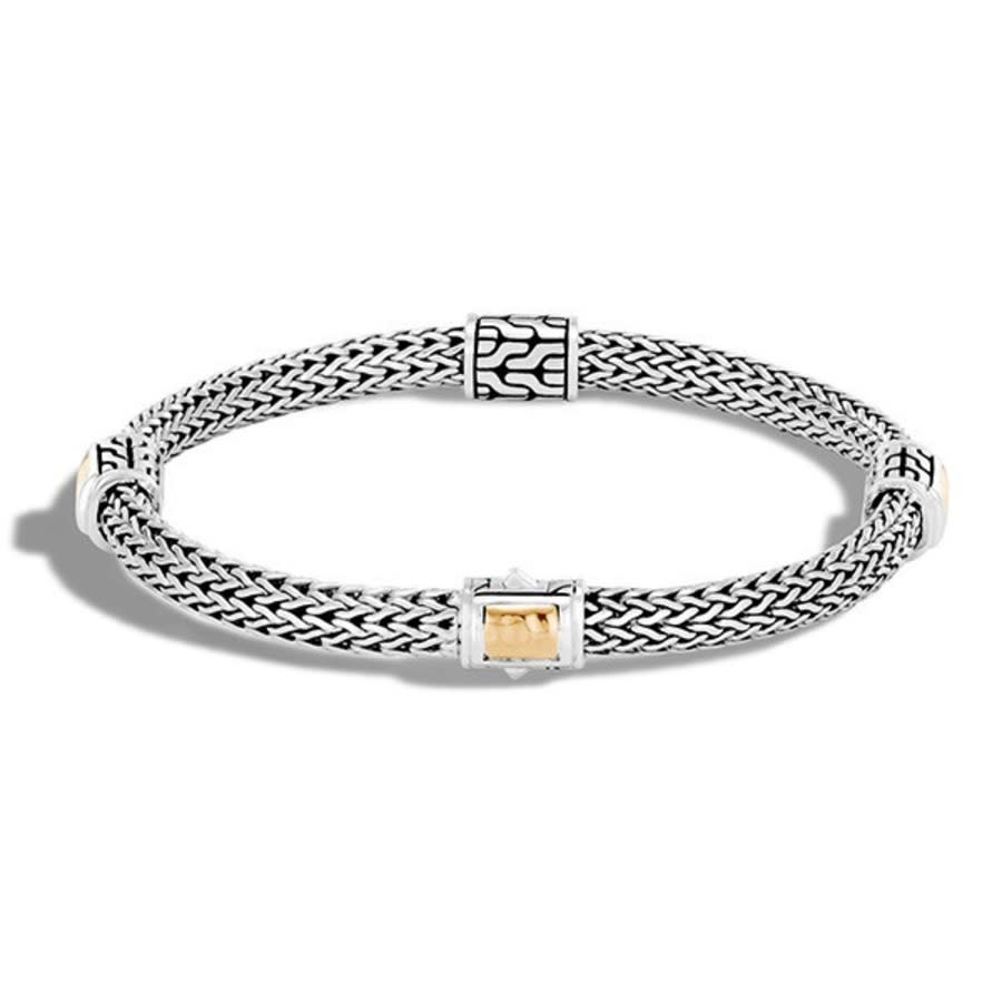 John Hardy Classic Chain 5mm Hammered Gold & Silver Four Station Bracelet - Bz96187xm In Silver-tone