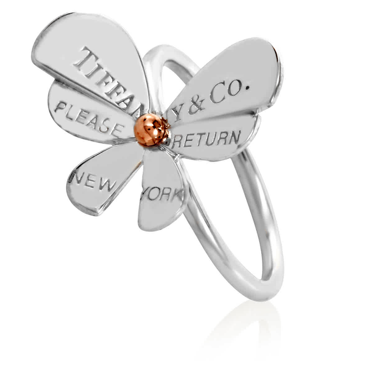 Tiffany & Co Ladies Sterling Silver And 18k Rose Gold Return To Tiffany Love Bugs Butterfly Ring In Gold Tone,pink,rose Gold Tone,silver Tone