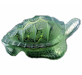LALIQUE CARETTA TURTLE GREEN CRYSTAL 14010