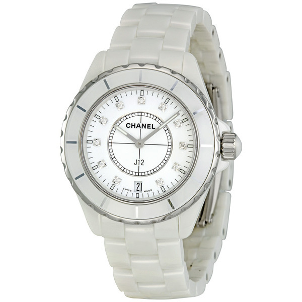Pre-owned Chanel J12 Diamonds Diamond White Dial Unisex Watch H2125
