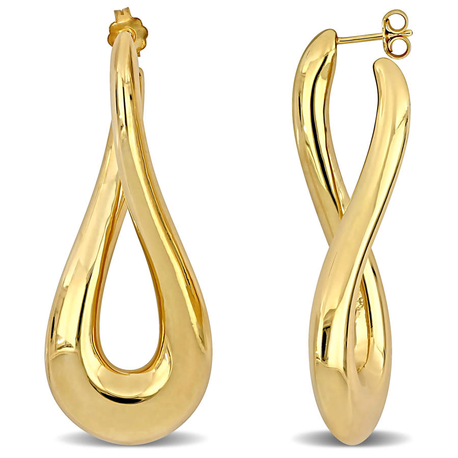 Amour 55mm Oval Twist Hoop Earrings In Yellow Plated Sterling Silver In Yellow
