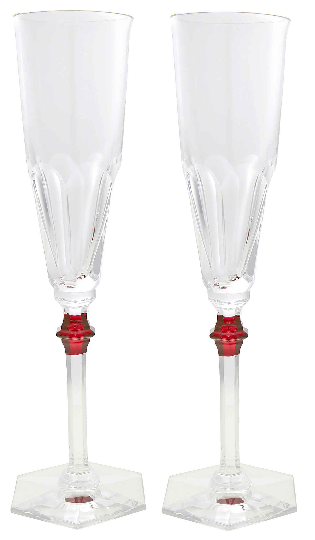 Baccarat Harcourt Eve Flute Set Of 2 In Red   / Champagne