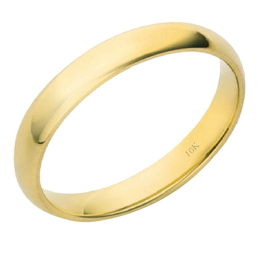 Maulijewels Men's & Women's 3mm Plain Wedding Band In 10k Solid Yellow Gold In Ring Size 8 In Gold Tone,yellow